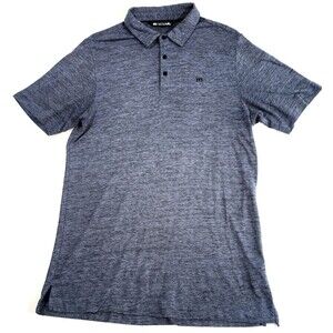 Travis Mathew Polo Shirt Mens M Heathered Blue Golf Short Sleeve Performance
